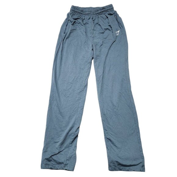 Gymshark Mens Relaxed Fit Joggers L Blue Gray Elastic Waist Zipper‎ Pocket - Picture 1 of 11